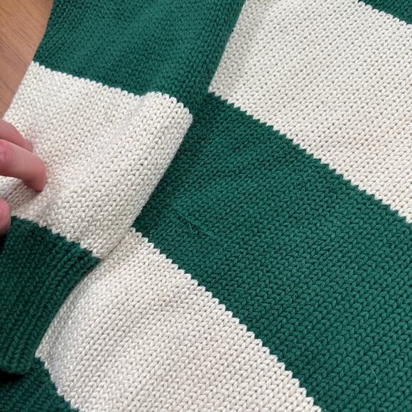 Vintage 90's Boston Traders Green White Chunky Knit Crewneck Sweater Sz Large - Picture 7 of 8